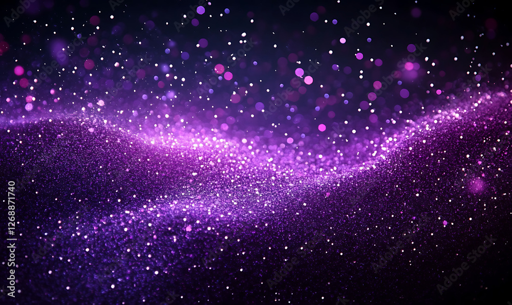 Obraz premium Dark purple glitter sparkle confetti abstract background and invite for Halloween night