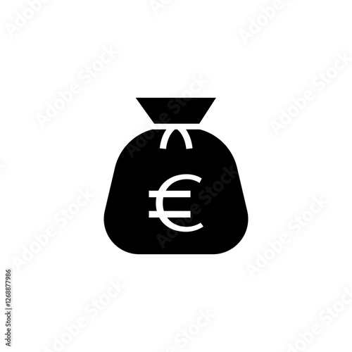 Money bag  icon, euro sack of money flat mono line