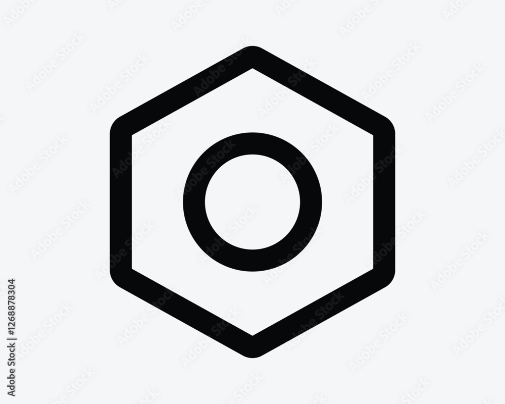 Nut Outline Bolt Screw Hexagon Line Shape Black White Icon Sign Symbol Graphic Illustration Vector Nut Outline Bolt Screw Hexagon Line Shape Black White Icon Sign Symbol Graphic Illustration Vector
