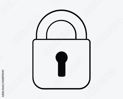 Padlock Lock Shape Secure Password Access Locked Denied Confidential Secret Vault Key Hole Icon Black White Symbol Sign Graphic Illustration Vector