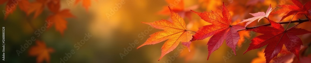 Vibrant red, orange, yellow maple leaves cluster on a branch , yellow, vibrant Vibrant red, orange, yellow maple leaves cluster on a branch , yellow, vibrant