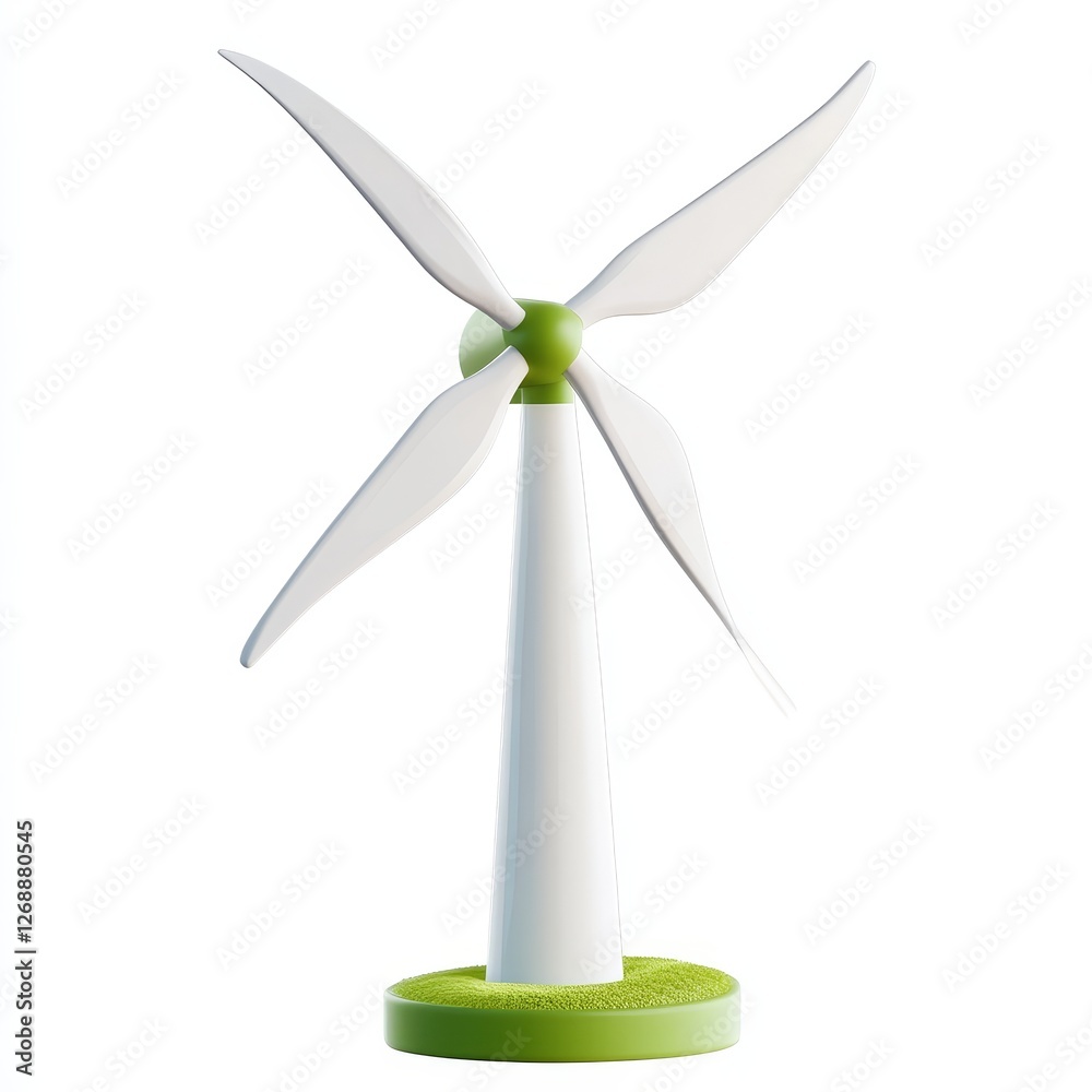Dynamic windmill icon representing renewable energy, 3D design emphasizing sustainability and innovation, vibrant colors, modern aesthetics Dynamic windmill icon representing renewable energy, 3D design emphasizing sustainability and innovation, vibrant colors, modern aesthetics