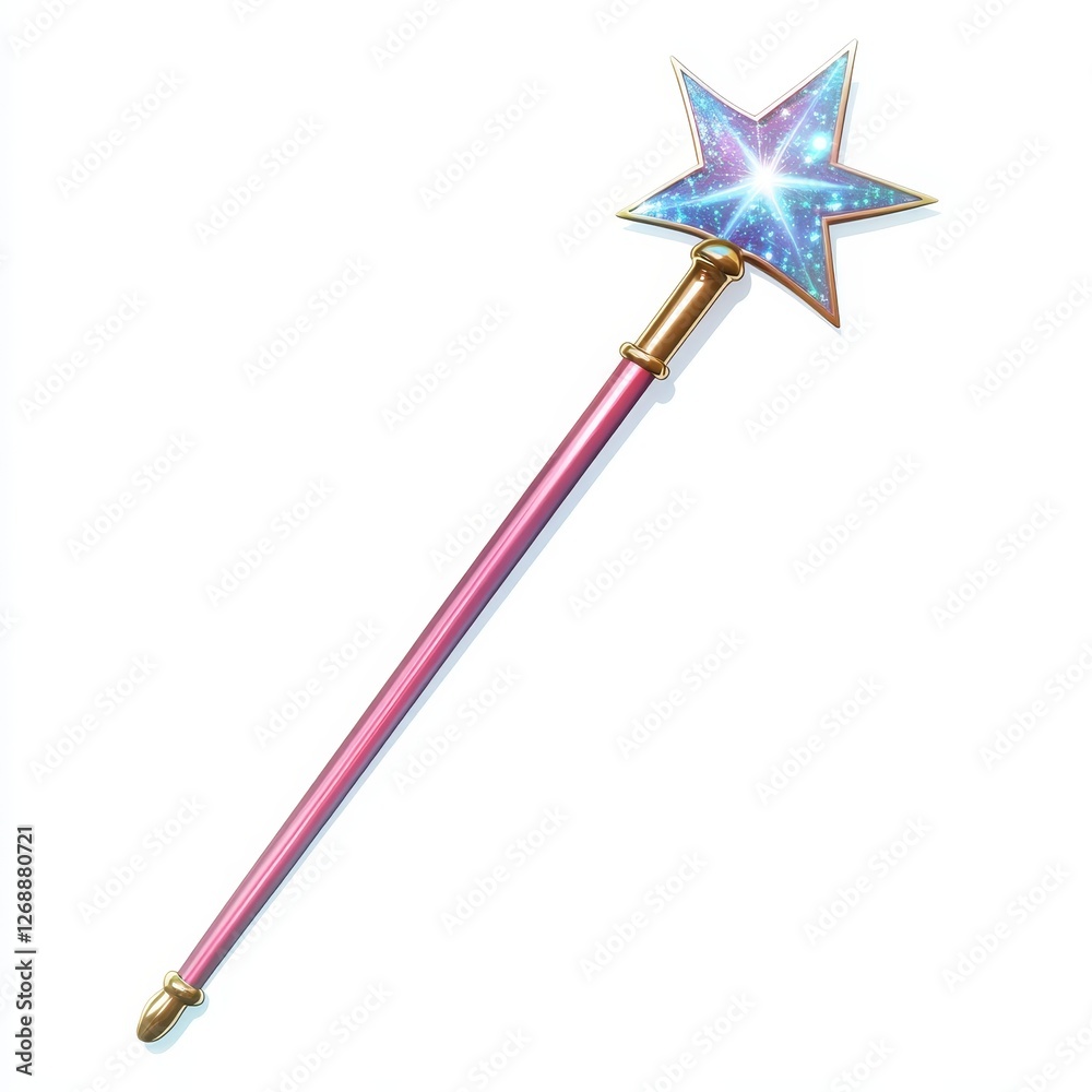 Sparkling Fairy Wand Icon, a whimsical 3D cartoon illustration featuring enchanting magic and vibrant colors, perfect for fantasy themes.