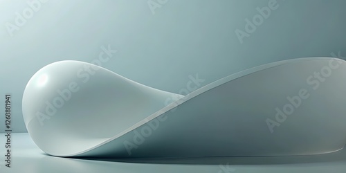 Abstract White Form on Blue Background