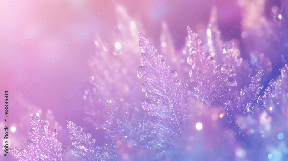 Naklejka premium Delicate frost crystals close-up, winter background