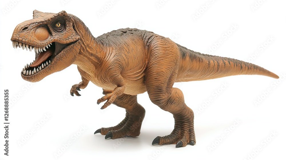 Menacing T-Rex figurine with sharp teeth, isolated and striking, conveying primal ferocity and raw power. Menacing T-Rex figurine with sharp teeth, isolated and striking, conveying primal ferocity and raw power.