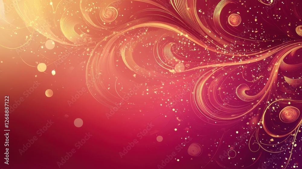 Elegant Pink and Crimson Decorative Background with Golden Swirls for Sophisticated Designs Elegant Pink and Crimson Decorative Background with Golden Swirls for Sophisticated Designs