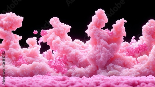 Pink smoke on black background with schematic illustration of poxvirus virus conceptual image photo