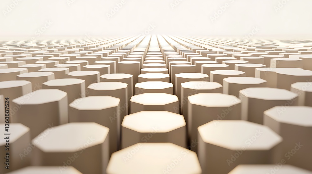 Fototapeta premium Abstract perspective view of a geometric surface made of hexagonal shapes