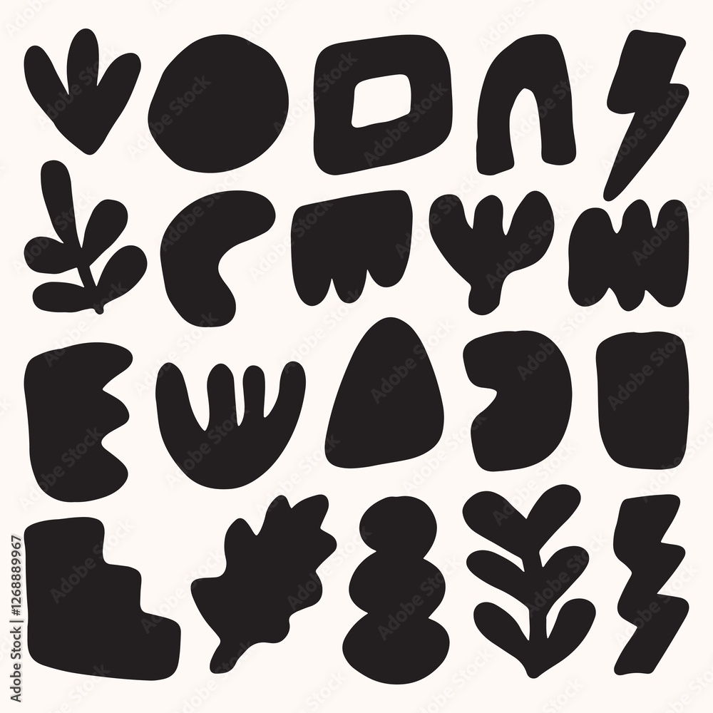 Fototapeta premium set of abstract black and white shape vector