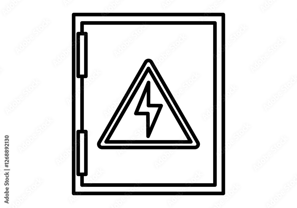 Icono negro de contador eléctrico con aviso de alta tensión