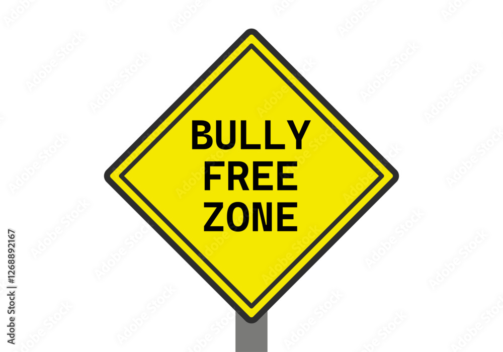 Señal amarilla de zona libre de acoso escolar o bullying Señal amarilla de zona libre de acoso escolar o bullying