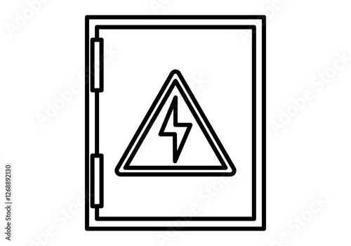 Icono negro de contador eléctrico con aviso de alta tensión