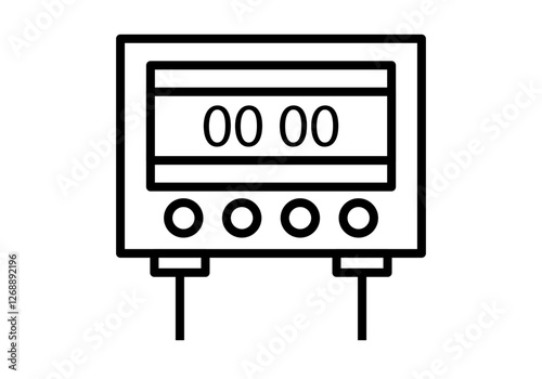 Icono negro de contador eléctrico con monitor