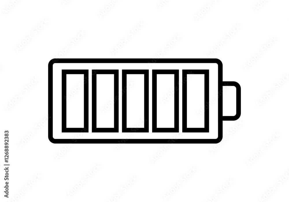 Icono negro de batería completa en fondo blanco Icono negro de batería completa en fondo blanco