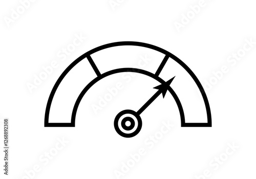 Icono negro de medidor de velocidad en fondo blanco
