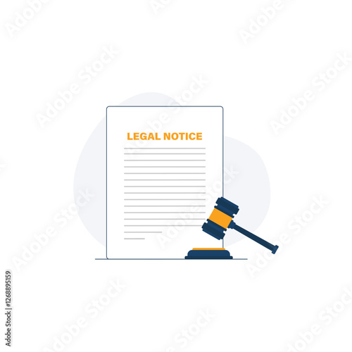 Legal Notice Document with Judge Gavel Vector Illustration. Legal Notice Concept Design