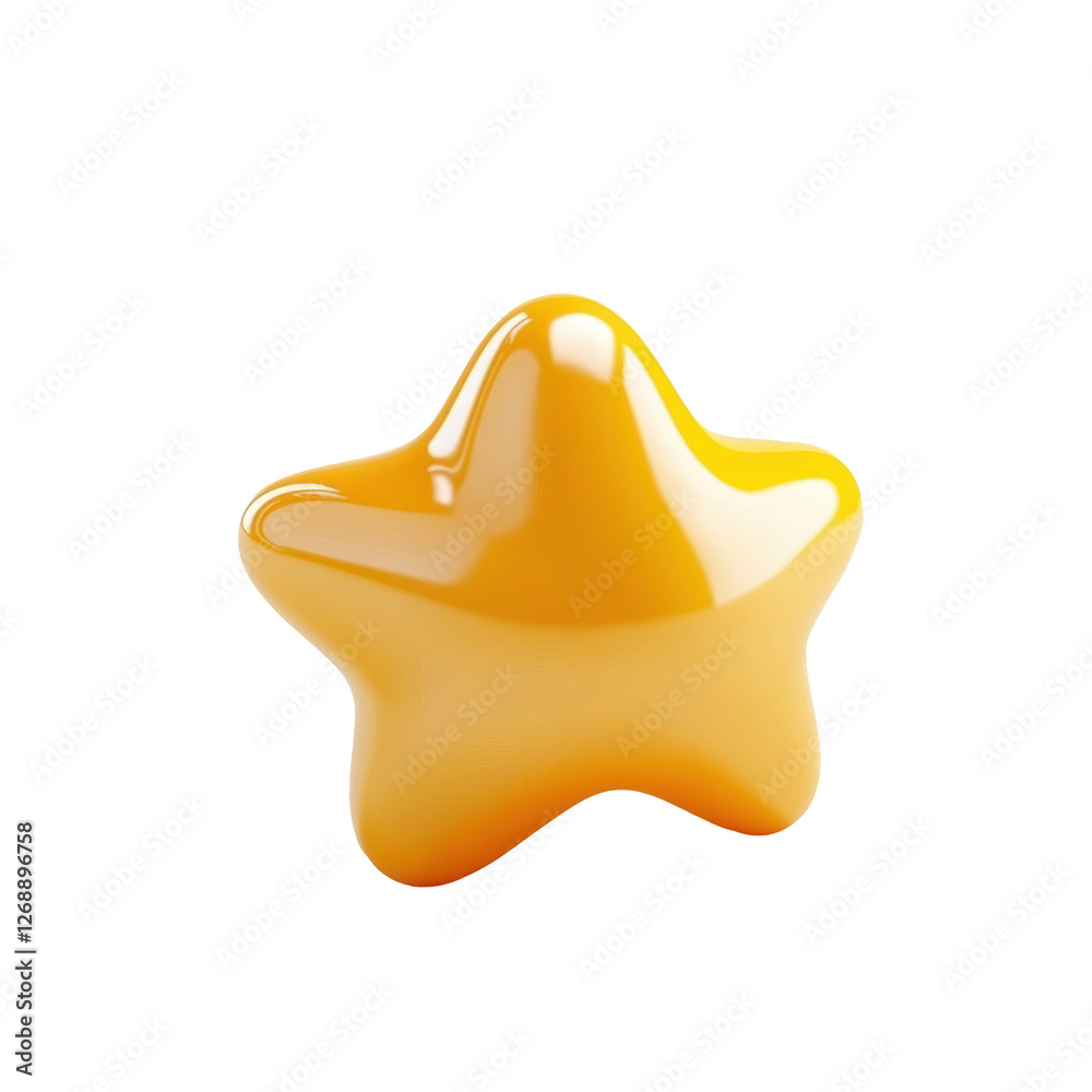 Isolated Glossy Yellow Star with Smooth, Rounded Edges Isolated Glossy Yellow Star with Smooth, Rounded Edges