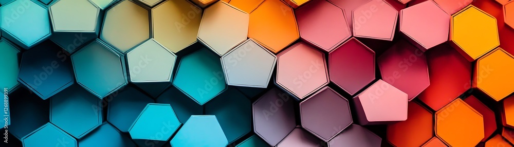 A vibrant, abstract representation of hexagonal patterns in various colors A vibrant, abstract representation of hexagonal patterns in various colors