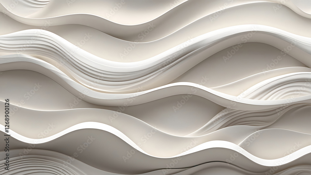 Obraz premium Stylish and modern minimalist seamless white wave texture pattern background with monochromatic color scheme. Abstract White Wave Forms background