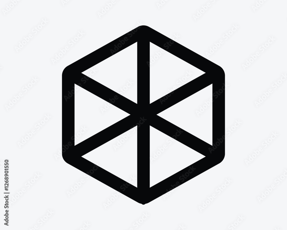 Hexagon Pie Section Shape Geometry Slice Parts Outline Line Icon Black White Symbol Sign Graphic Illustration Vector Hexagon Pie Section Shape Geometry Slice Parts Outline Line Icon Black White Symbol Sign Graphic Illustration Vector