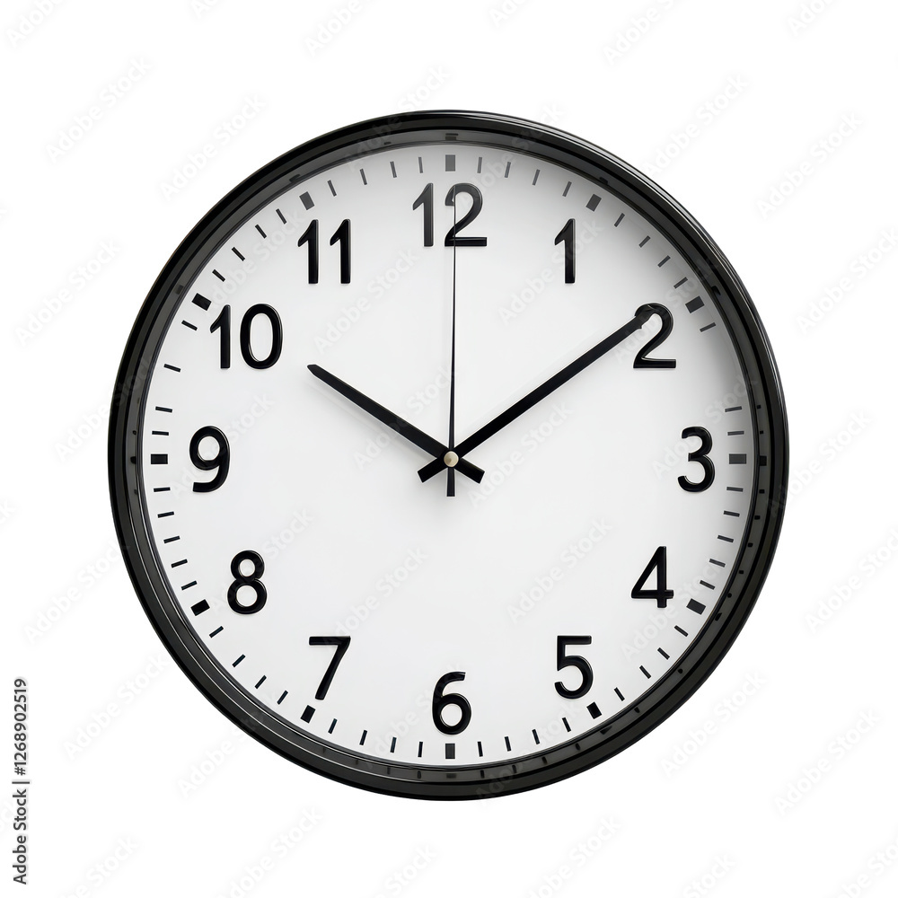 Isolated Classic Analog Wall Clock with Black Frame Isolated Classic Analog Wall Clock with Black Frame
