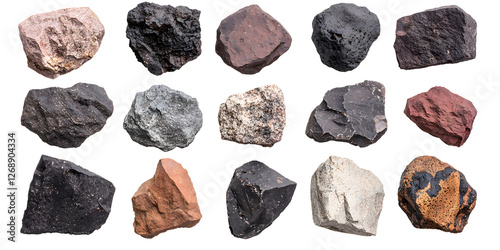 Examining various types of rocks natural formation geological samples outdoor environment aerial view earth science concepts for educational purposes photo