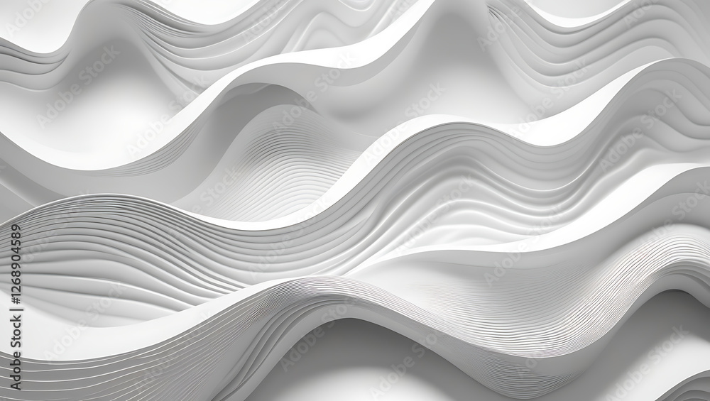 Obraz premium Stylish and modern minimalist seamless white wave texture pattern background with monochromatic color scheme. Abstract White Wave Forms background