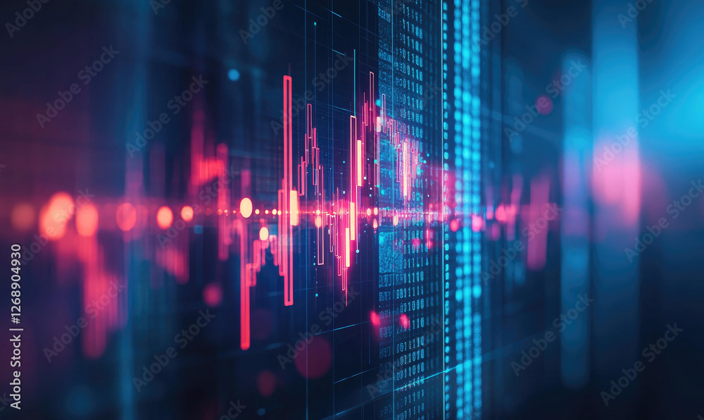 Abstract Visualization of Dynamic Data Streams and Binary Code in Vibrant Pink and Blue Hues Abstract Visualization of Dynamic Data Streams and Binary Code in Vibrant Pink and Blue Hues
