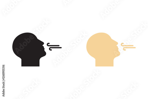 Breathing icon set. Breath difficulties sign. Respiration problems symbol. vector illustration on white background
