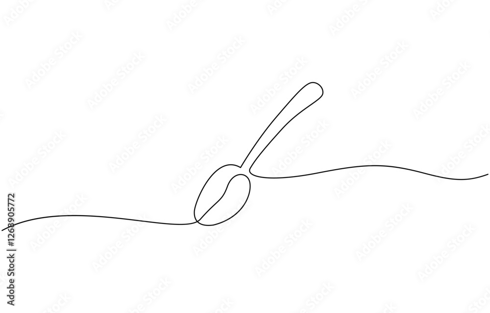 Obraz premium Spoon fork place mat one line drawing continuous, Single one line drawing spoon. Tableware concept. Continuous line draw design graphic vector illustration.
