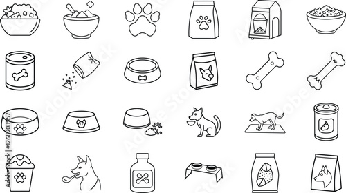Dog Food Bowls, Kibble, Bones, Treats, Pet Supplies Icons