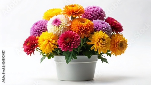Wallpaper Mural Elegant Chrysanthemum Potted Plant Isolated on White Background - Stock Photo Torontodigital.ca