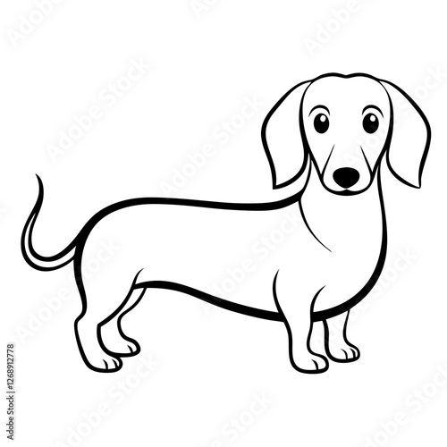 Simple line art illustration of a Dachshund dog in a standing position