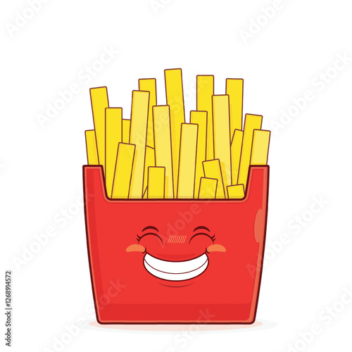 fries potatoes smile face cartoon cute