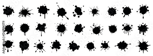 Vector set of different blots, ink smears with sweat on white background
