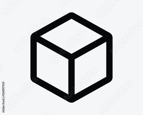 3D Box Square Cube Outline Line Shape Geometry Icon Sign Symbol Vector