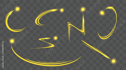 set glowing shooting stars