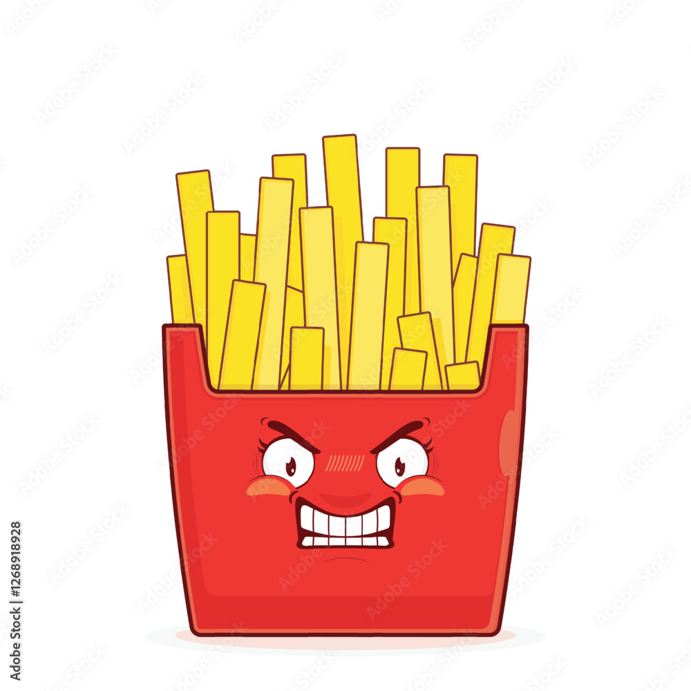 fries potatoes angry face cartoon cute fries potatoes angry face cartoon cute