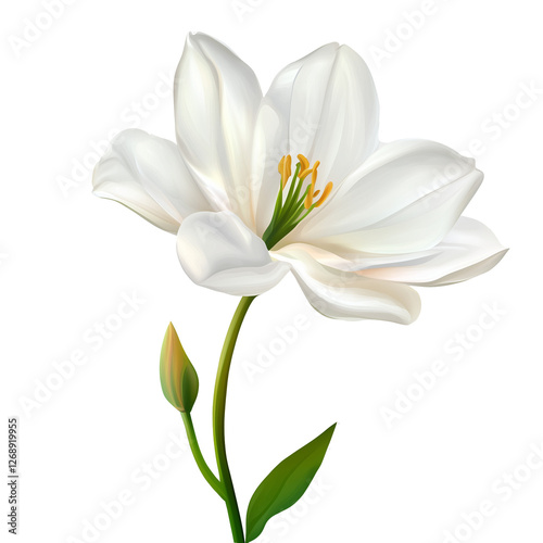 Elegant White Flower Isolated on White
