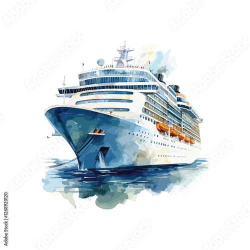 Cruise Ship Watercolor vector