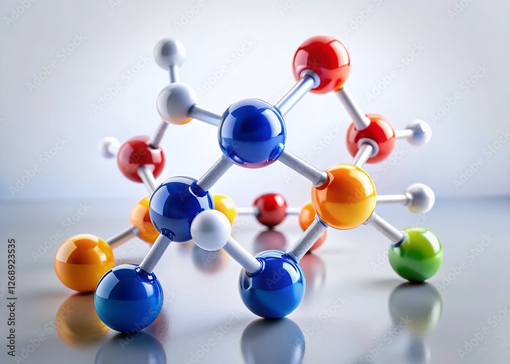 Obraz premium Fashionable Urea Molecule: Abstract White Background, Stylish Molecular Structure Photography