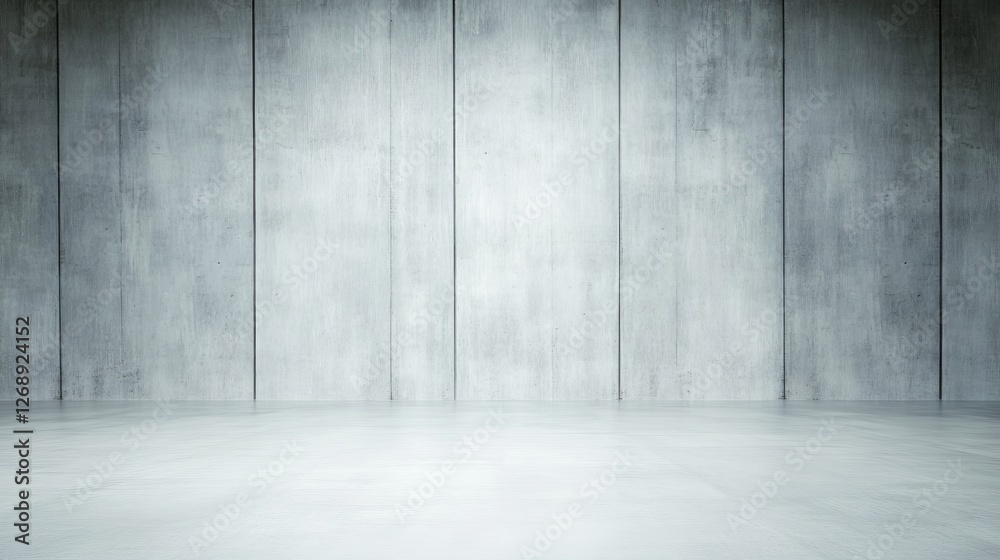 Minimalistic concrete interior space with smooth flooring, ideal for showcasing product or art Minimalistic concrete interior space with smooth flooring, ideal for showcasing product or art