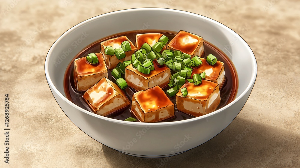 Golden crispy agedashi tofu in a cozy anime-style restaurant Golden crispy agedashi tofu in a cozy anime-style restaurant