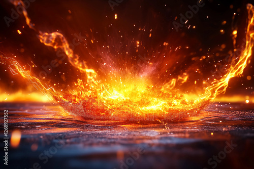 Digital Solar Flare: A Glitching Sun with Broken Rays of Energy and Color Distortion, Creating a Synthetic and Unnatural Appearance of Solar Energy