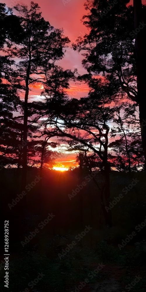 sunset in the forest sunset in the forest