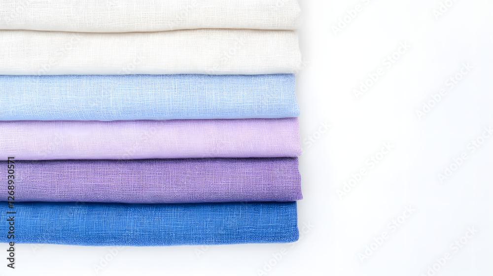 A Pile of Light-Colored Cotton Clothes in Blue, Purple, and White
A Pile of Light-Colored Cotton Clothes in Blue, Purple, and White