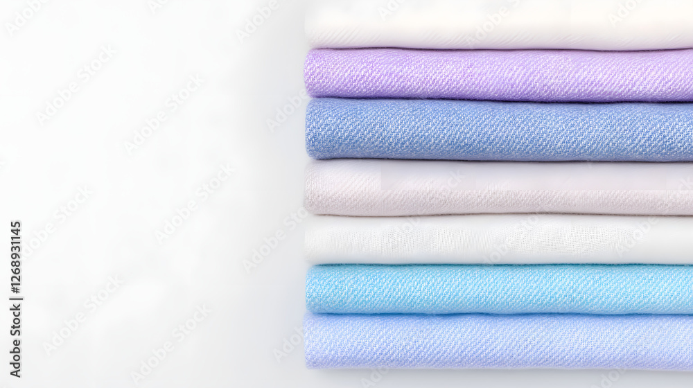 A Pile of Light-Colored Cotton Clothes in Blue, Purple, and White
A Pile of Light-Colored Cotton Clothes in Blue, Purple, and White