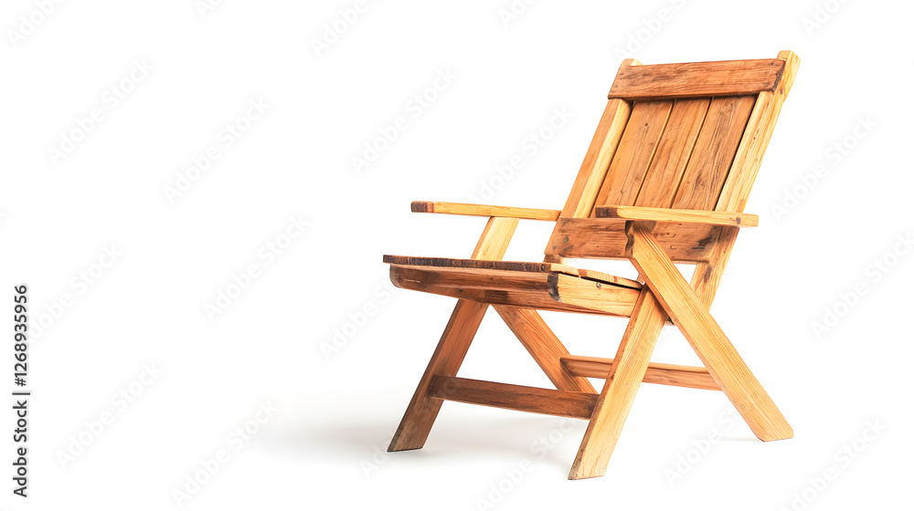 Rustic Wooden Chair with Unique Design on White Background Rustic Wooden Chair with Unique Design on White Background