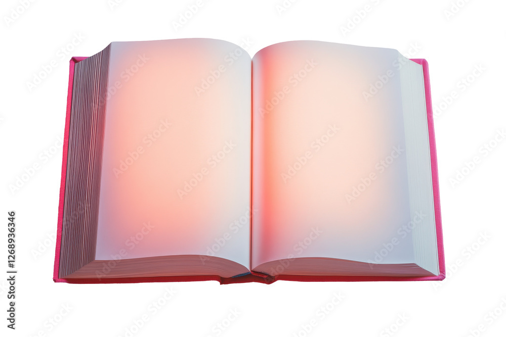Isolated Open Blank Book with Pink Cover and Pale Pages